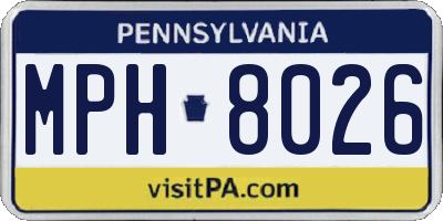 PA license plate MPH8026
