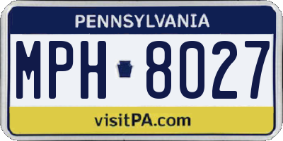 PA license plate MPH8027