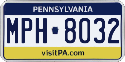 PA license plate MPH8032