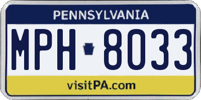 PA license plate MPH8033