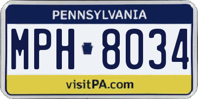 PA license plate MPH8034
