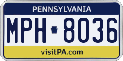 PA license plate MPH8036