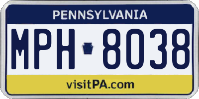 PA license plate MPH8038
