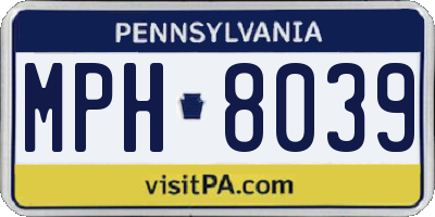 PA license plate MPH8039