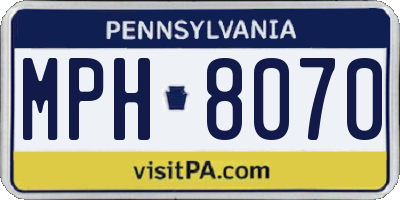 PA license plate MPH8070