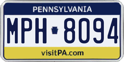 PA license plate MPH8094