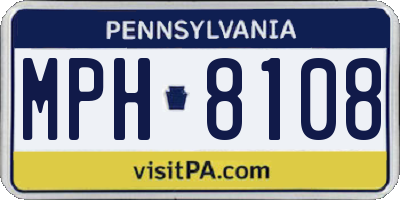 PA license plate MPH8108