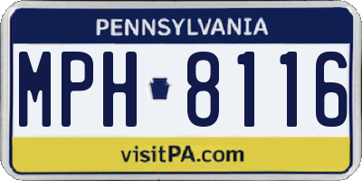 PA license plate MPH8116