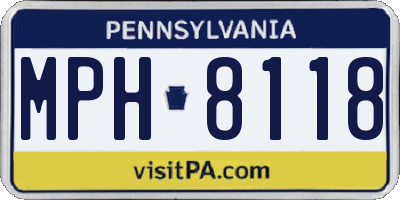 PA license plate MPH8118