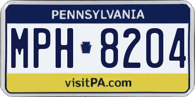 PA license plate MPH8204