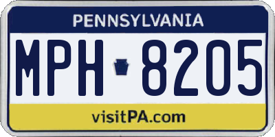 PA license plate MPH8205