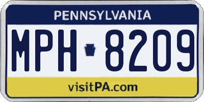 PA license plate MPH8209