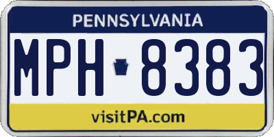 PA license plate MPH8383