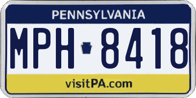 PA license plate MPH8418