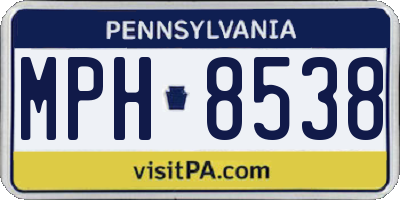 PA license plate MPH8538