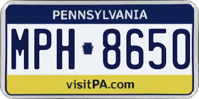 PA license plate MPH8650