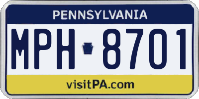 PA license plate MPH8701