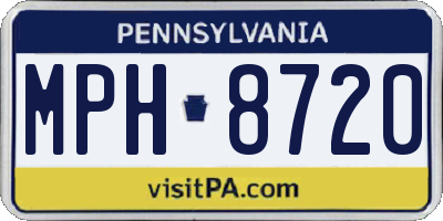 PA license plate MPH8720