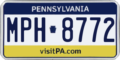 PA license plate MPH8772