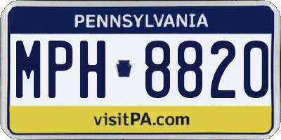 PA license plate MPH8820