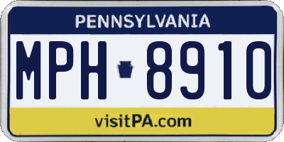 PA license plate MPH8910