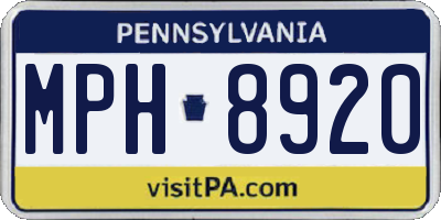 PA license plate MPH8920