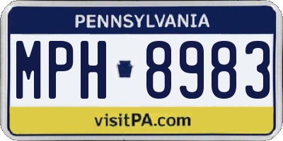 PA license plate MPH8983
