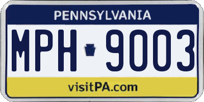 PA license plate MPH9003
