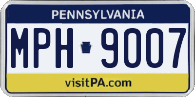 PA license plate MPH9007