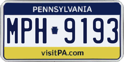 PA license plate MPH9193