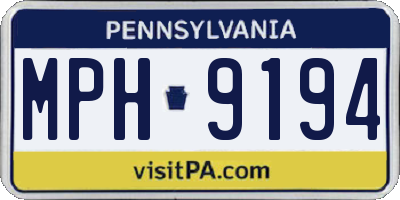 PA license plate MPH9194