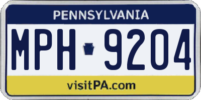 PA license plate MPH9204