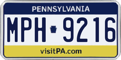 PA license plate MPH9216