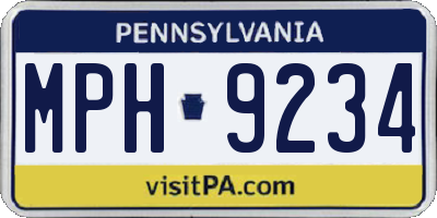PA license plate MPH9234
