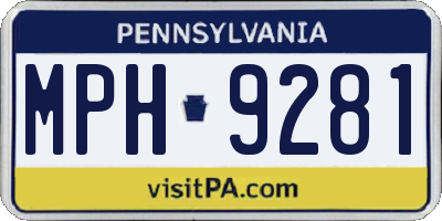 PA license plate MPH9281