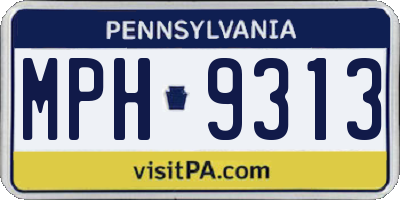 PA license plate MPH9313