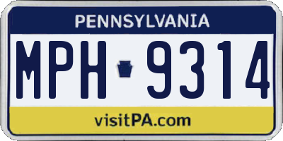 PA license plate MPH9314