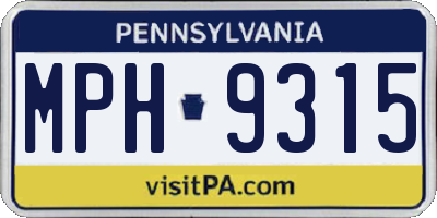 PA license plate MPH9315