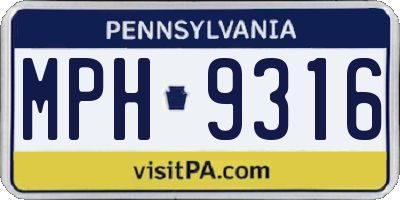 PA license plate MPH9316