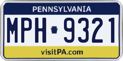 PA license plate MPH9321