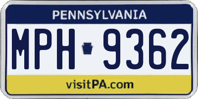 PA license plate MPH9362