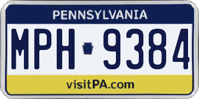 PA license plate MPH9384