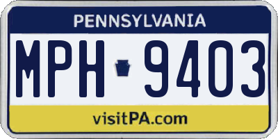 PA license plate MPH9403