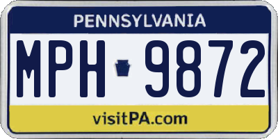PA license plate MPH9872