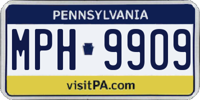 PA license plate MPH9909
