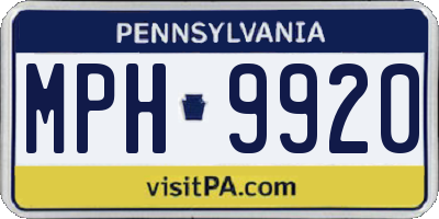 PA license plate MPH9920