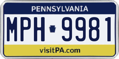 PA license plate MPH9981