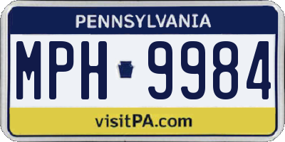 PA license plate MPH9984