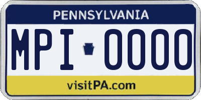 PA license plate MPI0000