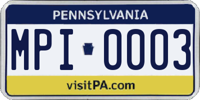 PA license plate MPI0003